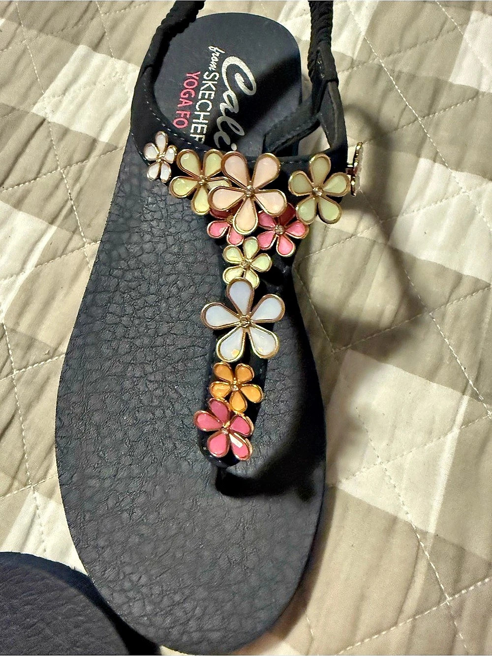 Skechers Cali Meditation Floral Lover / Glass Daisy Sandals Black & Pink